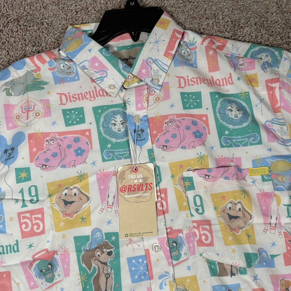 RSVLTS Disney Parks Disneyland 2026 Print Kunuflex Shirt Mens Medium NEW